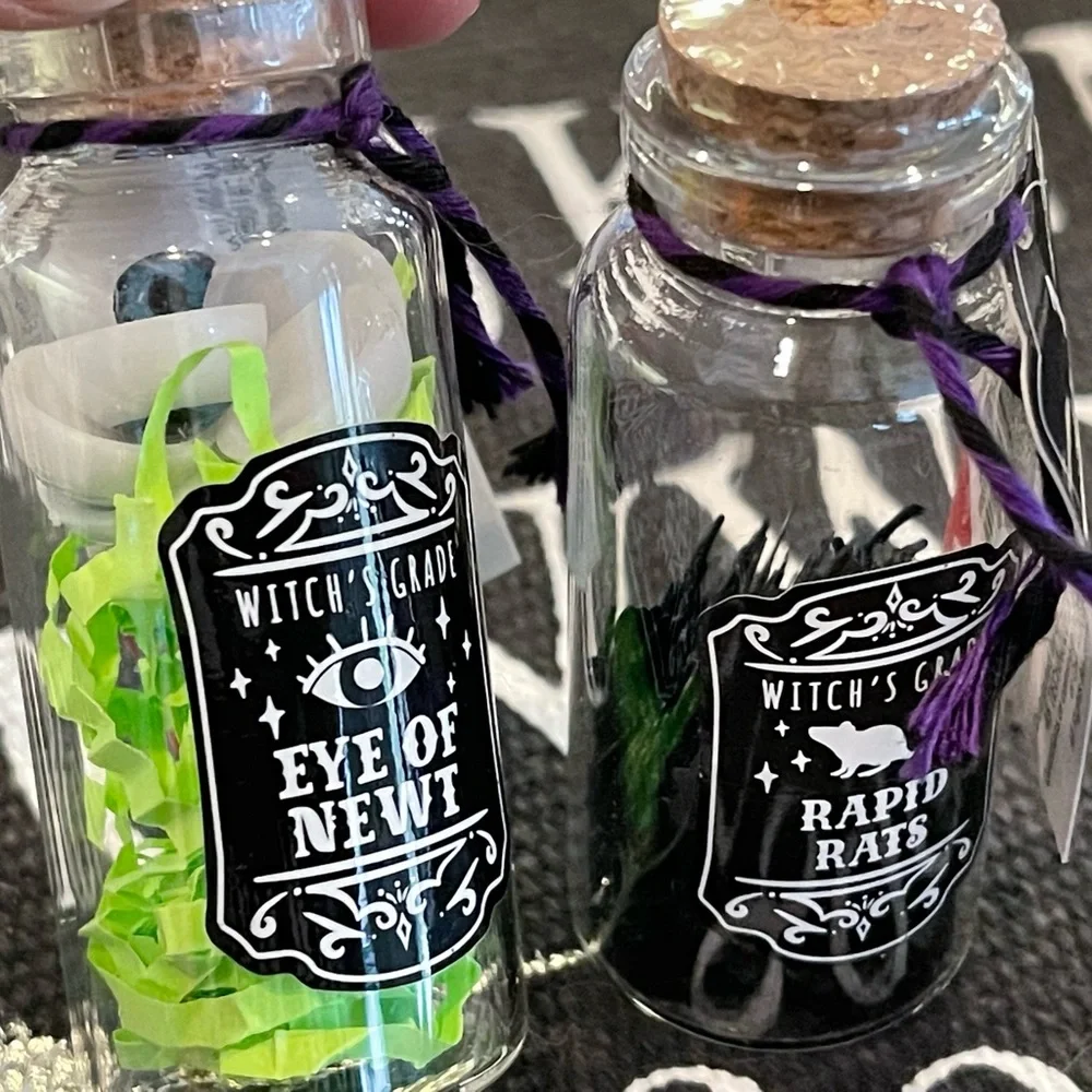 7x Target Mini Halloween Glass Potion Bottles - full set